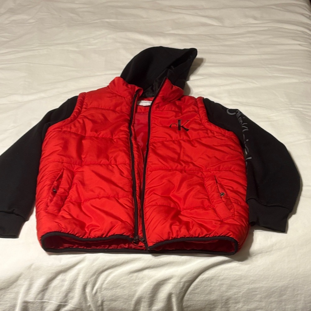 Calvin Klein Kids Puffer Jacket in Red and Black